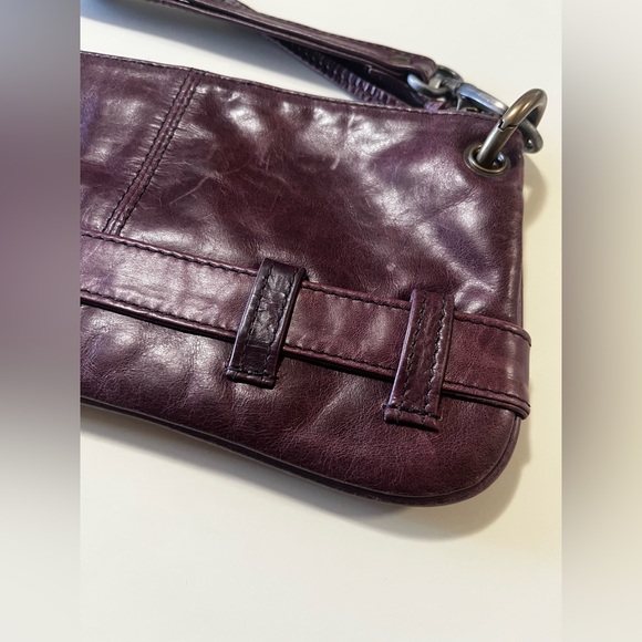 Elegant Dark Purple Pebbled Leather Clutch - Picture 6 of 11